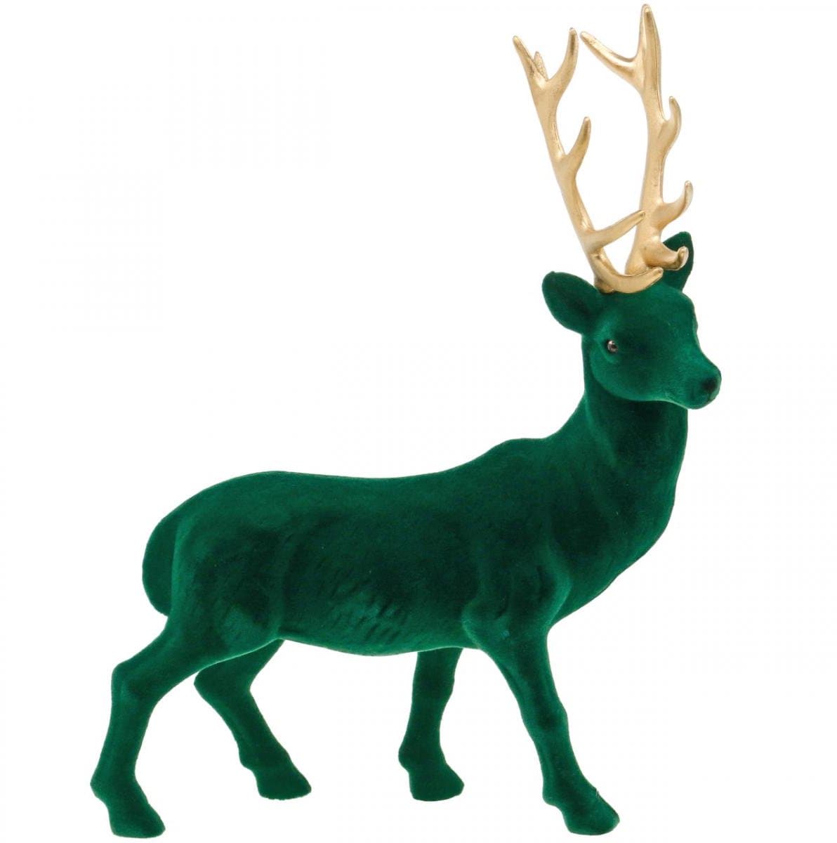 Deco hert staand groen goud kerstdecoratie figuur 40cm