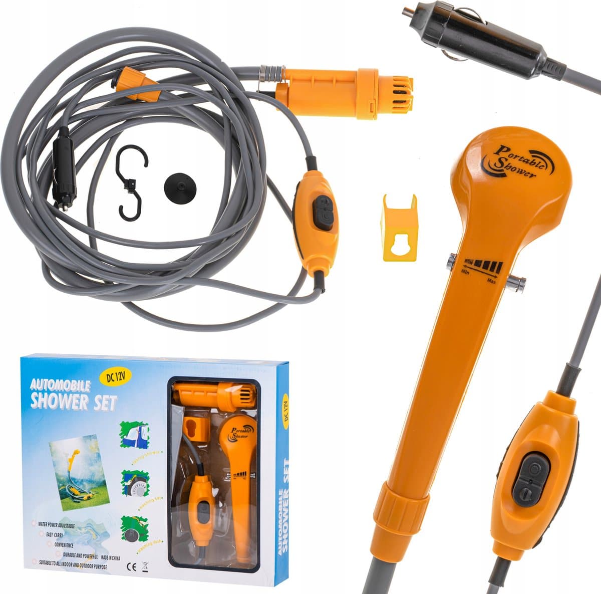 Camping Douche - Kampeer Douche - 40 Liter - Oranje - Elektrische Pomp - Autoadapter - Sigarettenaansteker - Douchezak - Met Douchekop - Draagbare Douche - Campingdouche - Kampeerdouche - Kamperen - Survival