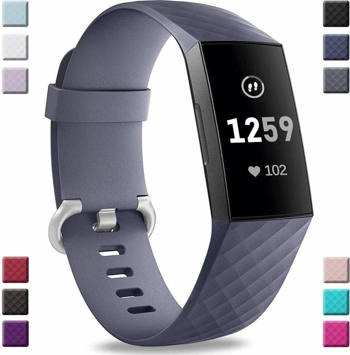 Fitbit Charge 3 silicone band (grijsblauw) - Afmetingen: Maat S
