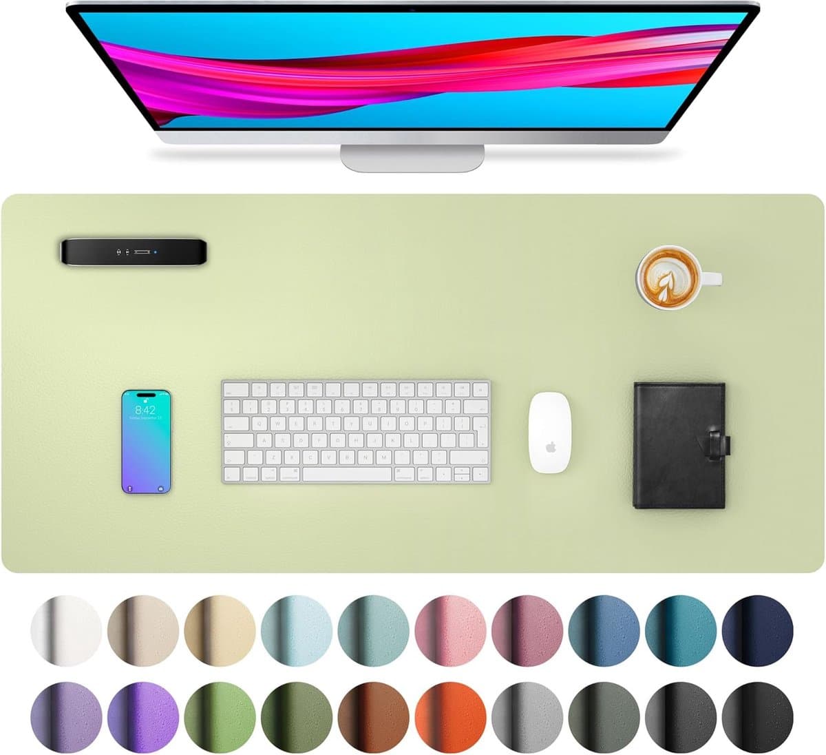 StayPowered PU-Lederen Bureau Mat - Stijlvolle Bescherming voor Je Werkplek - 80x40 cm - Waterdicht - Antislip Achterkant - Ruimte voor Laptop & Muis - Eenvoudige Reiniging - Duurzaam & Slijtvast - Groen - Levering Sneller dan Aangegeven!