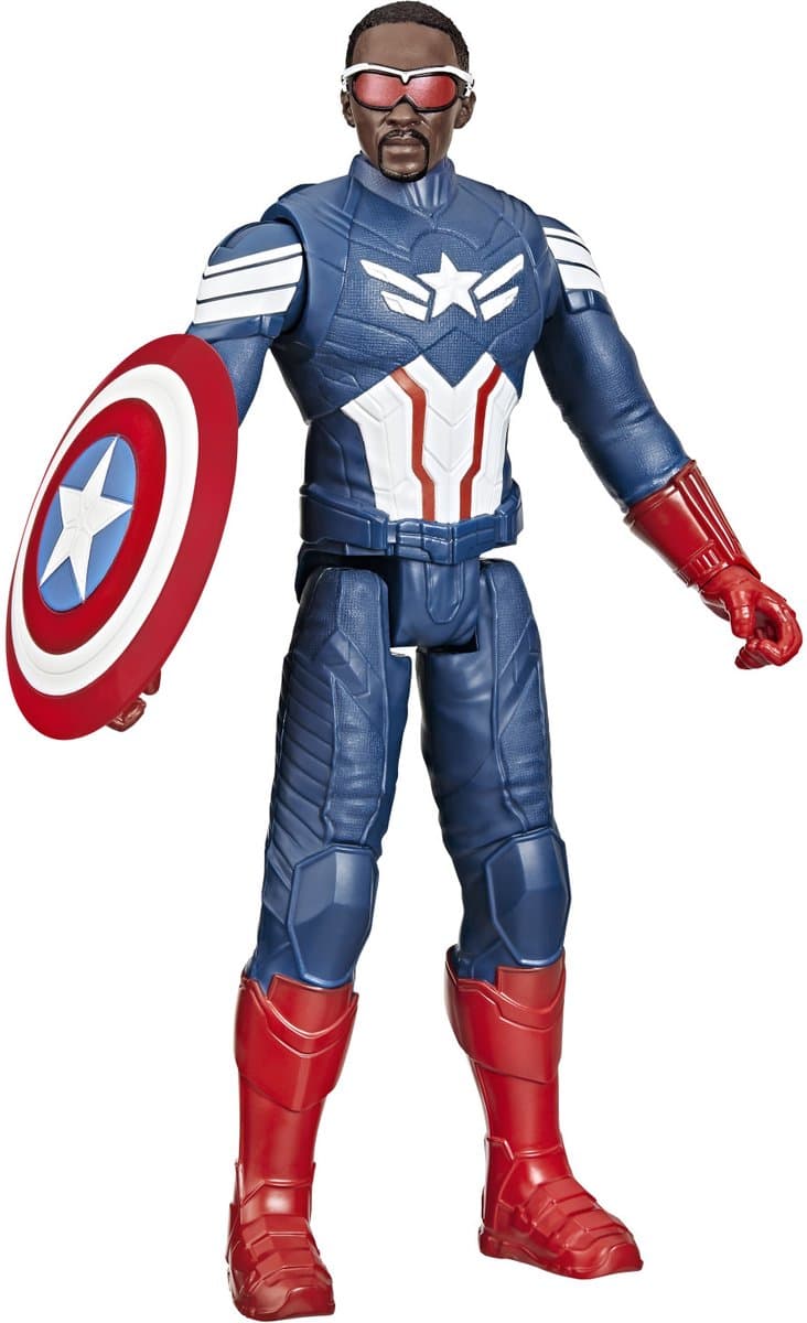Marvel Titan Hero Series Captain America Actiefiguur - 30,48 cm, Wit/Blauw/Rood