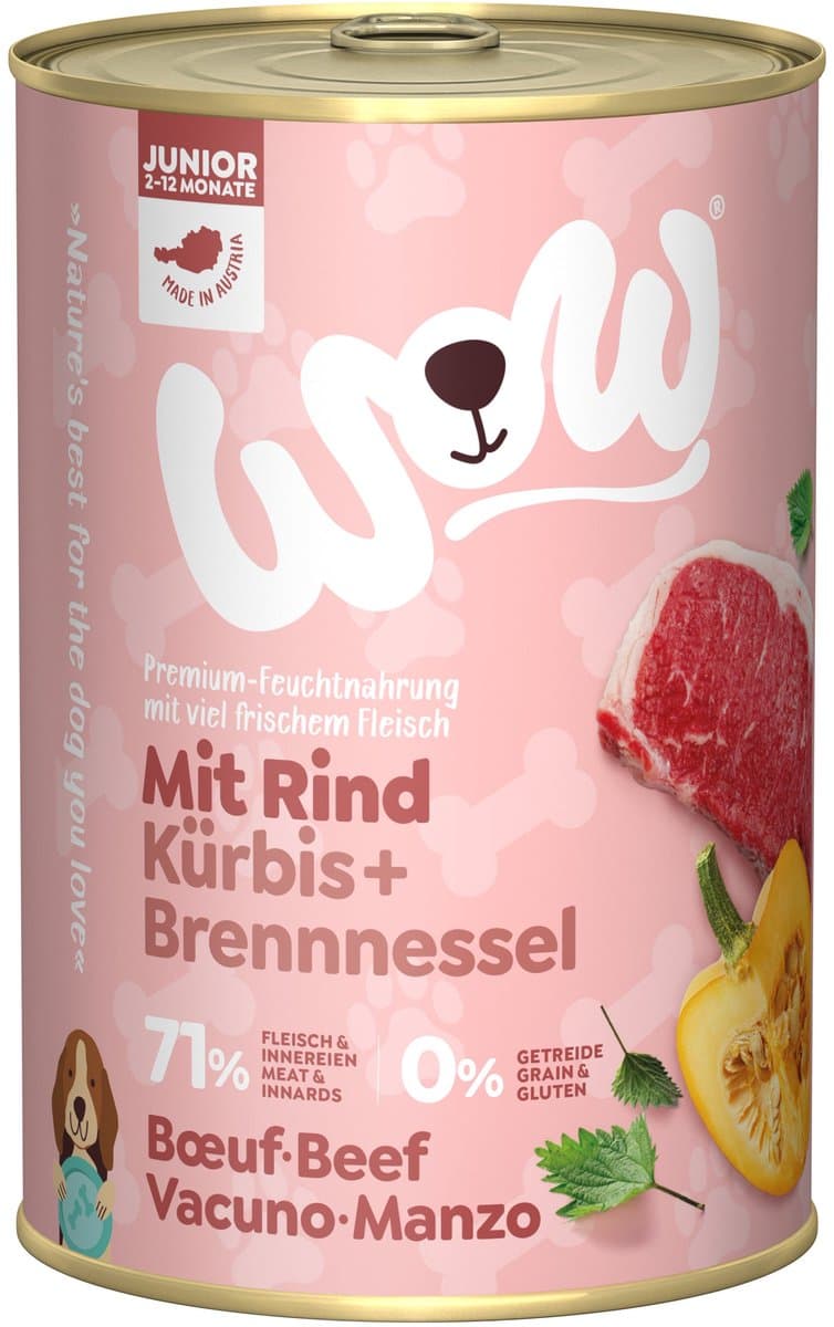 WOW! Junior hondenvoer - blik - rund - 6 x 400 g