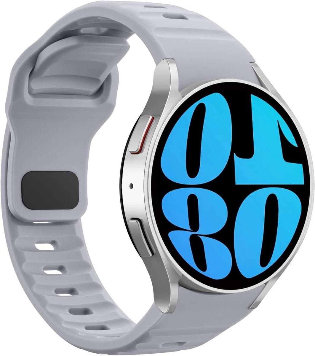 No Gap Silicone Replacement Sport Band Compatible with Samsung Galaxy Watch 7 FE 6 5 4 Classic, 40mm 44mm 43mm 47mm 42mm 46mm, Watch 5 Pro 45mm - Light Gray