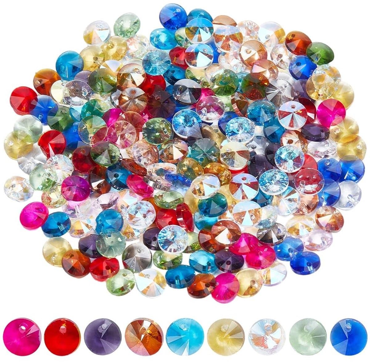 Dailygoods- Kralen 200 Stuks Gemengde Kleur - Glas Kralen 8mm - Achthoekige Kralen - Facet Kralen - Kroonluchter Onderdelen - Voor DIY Armband/Ketting/Oorbel - Prismakralen