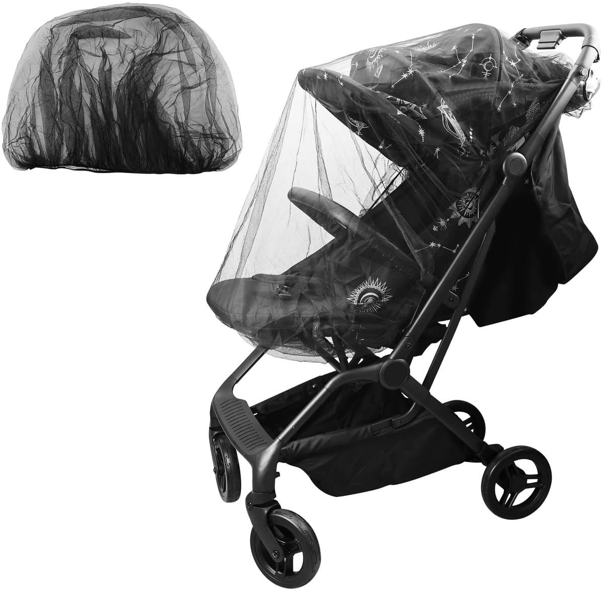 Dailygoods- Muggennet Kinderwagen - Ademend Mesh - Scheurvast - Wasbaar - Insectenbescherming - Elastische Randen - 150 cm Lengte - Insectennet