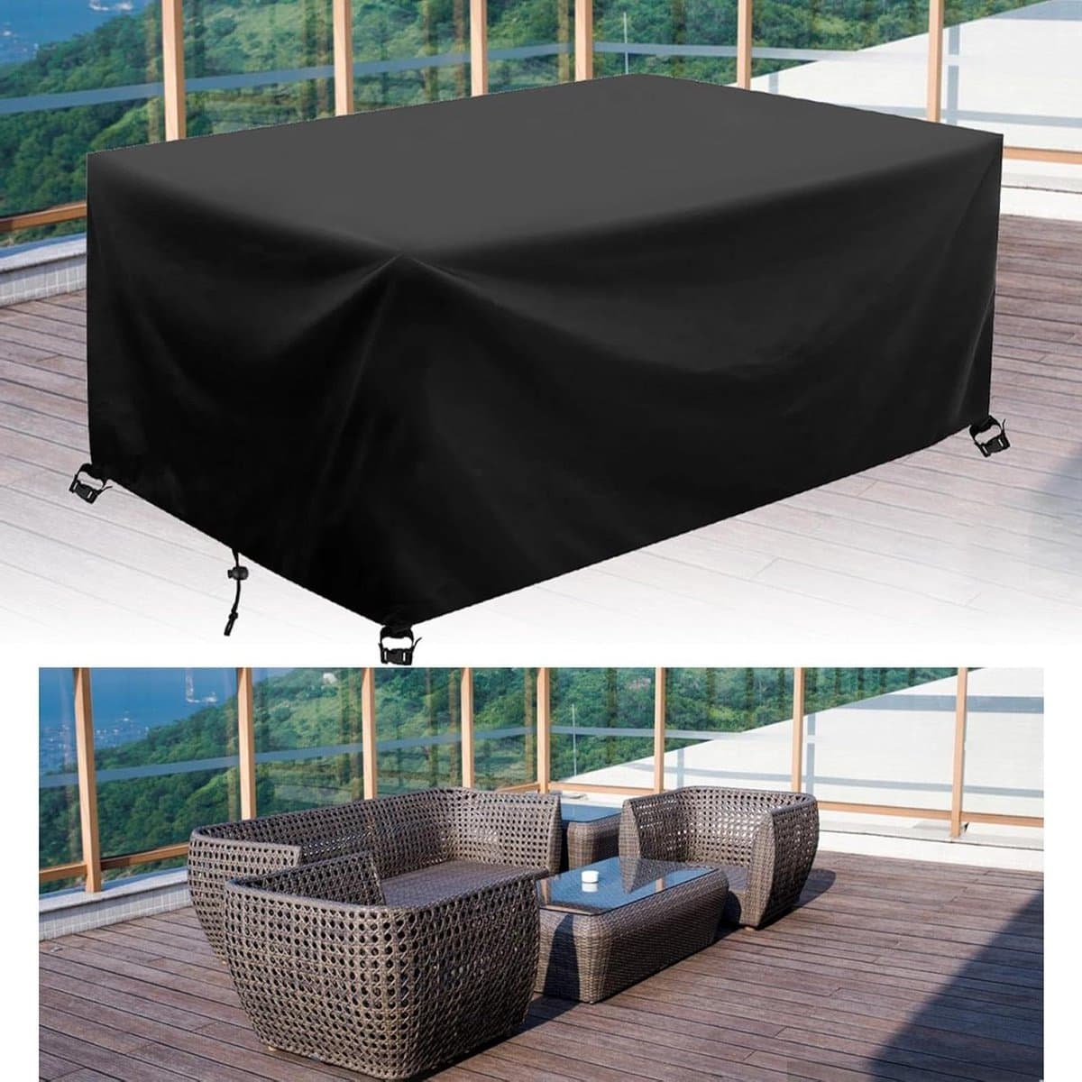 Tuinmeubelhoes - Terrashoes Bankhoes - Meubels Beschermen - Waterdicht Scheurvast - 200 x 160 x 110 cm - Zwart