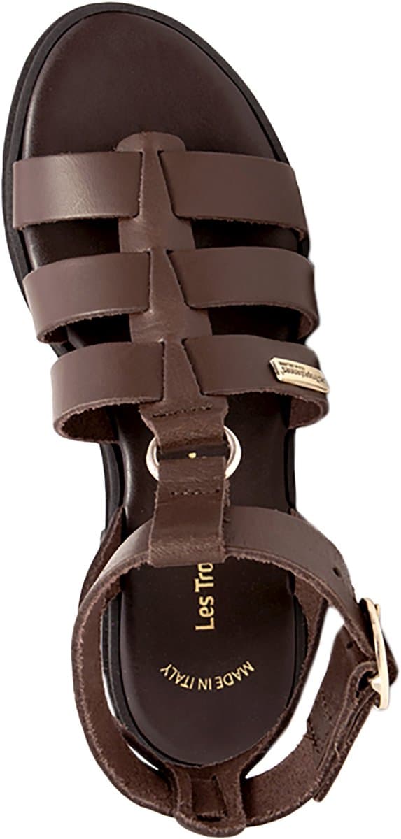 Platte sandalen van getobd leer