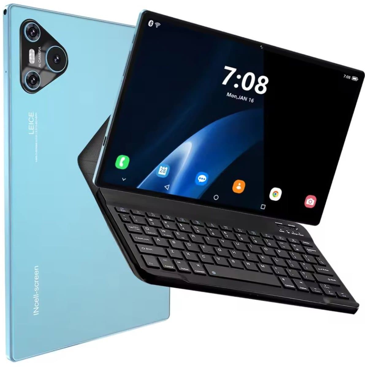 Mookes Pad 9 Pro Tablet 10.1 inch Android Snapdragon 8gen2 Global 16GB 1024GB 10000 mah 5G Dual SIM WIFI HD Scherm - Blue and Keyboard