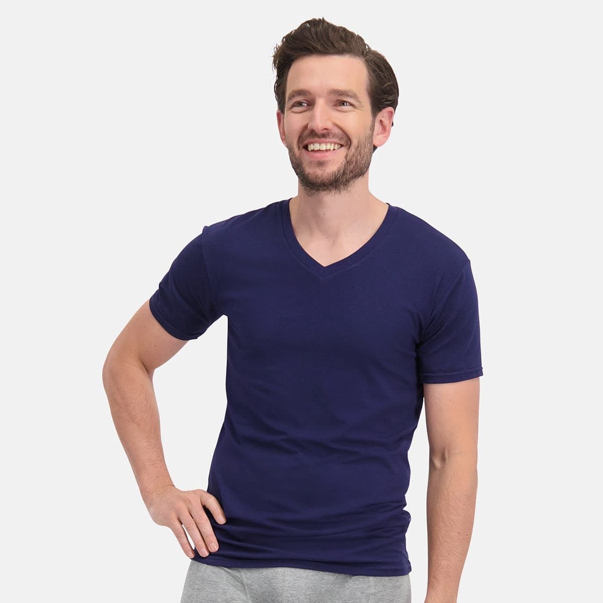 Comfortabel & Zijdezacht Bamboo Basics T-Shirts Velo V-hals (2-pack) - Navy - L