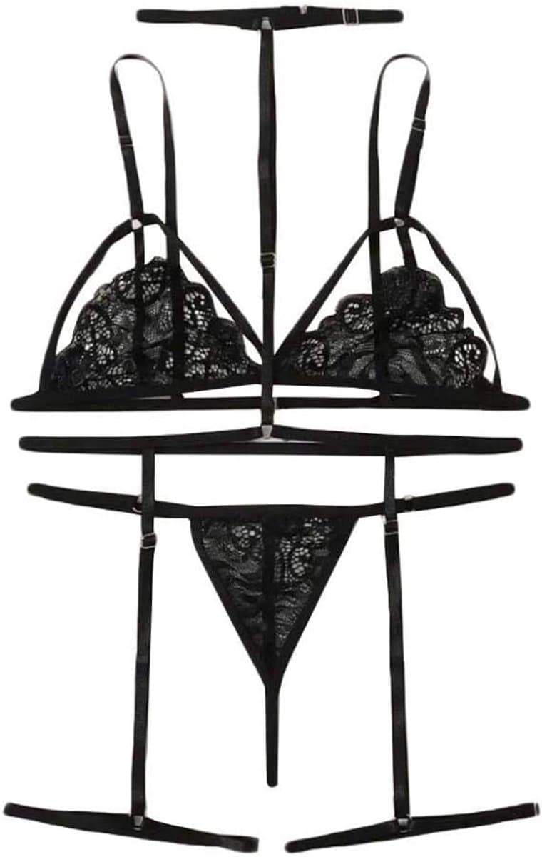 Lingerie & ondergoed Vrouwen Sexy Lingerie Set V-hals Beha Kousenband String Ondergoed S-2xl