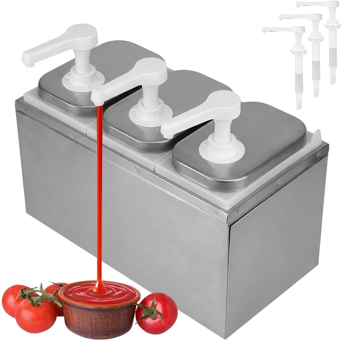 Ketchup Dispenser 6 Liter met 6 Draaiende Pompen, Ideaal voor Barbecue Sauzen, Perfect voor Dressing, Mosterd en Honing