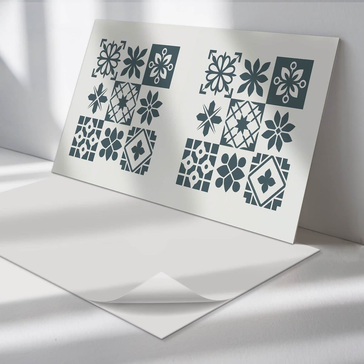 Wallfluent Vinyl Tegels - Geometrische Patronen in Lay-Out Vloer Tegels PVC - 60 cm x 30 cm - Grijs PVC Tegels - Set van 6 - Rechthoek PVC Tegels - Patroon Plaktegels - Zelfklevende PVC Tegels - Plaktegels Keuken en Badkamer