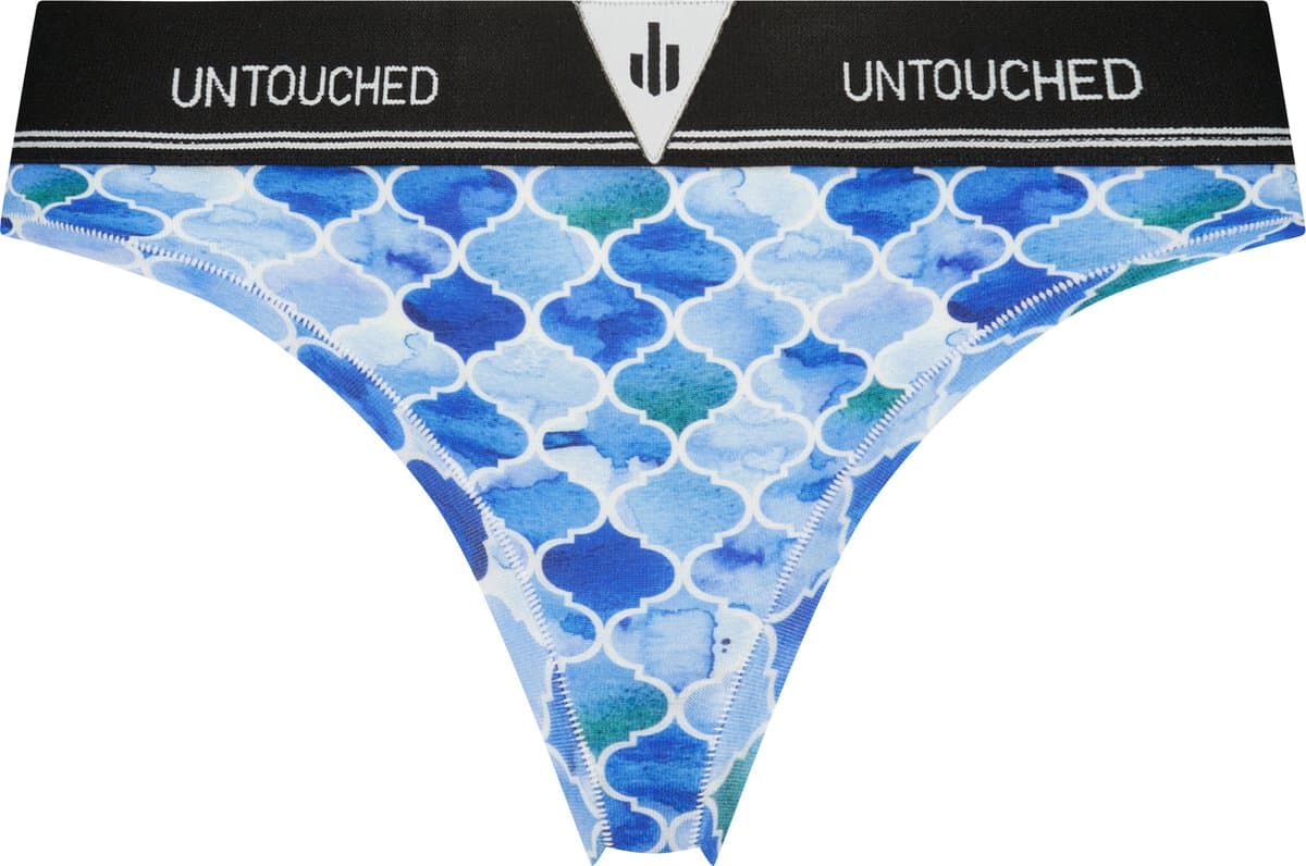 Untouched - String Dames - Thong dames - Lingerie dames - Opvallende Fotoprint: Arabic Blue - Maat: S