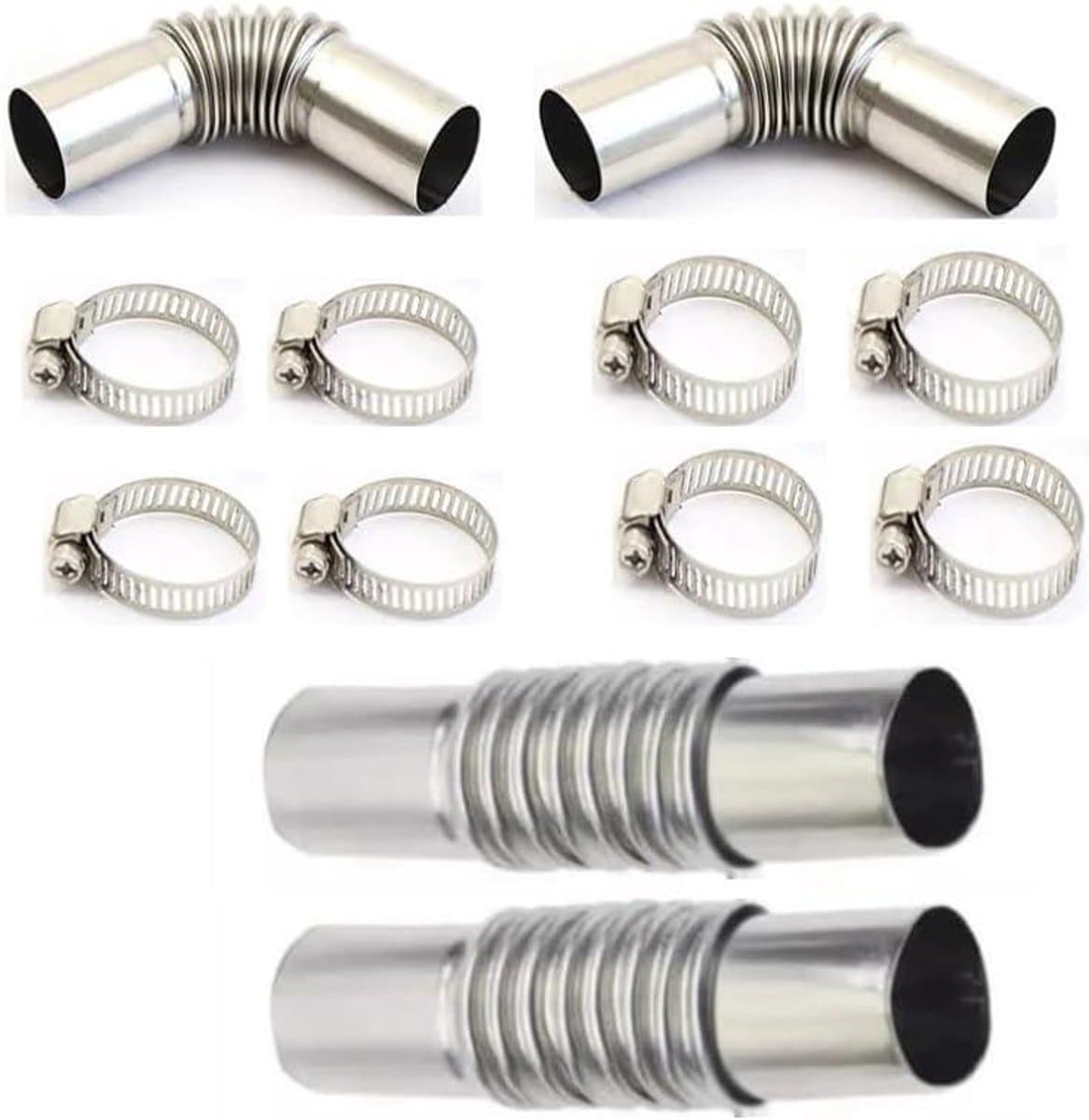 Roestvrijstalen Uitlaatpijp - Standverwarming Connector - Diesel Verwarming Installatie - Hittebestendig Materiaal - 13 cm - Zilver