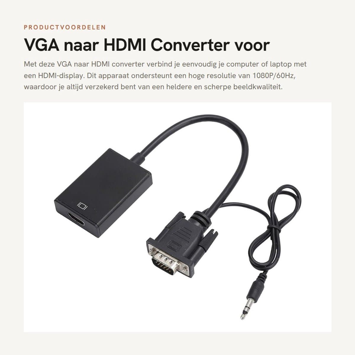 Dailygoods- VGA naar HDMI Converter 1080P/60Hz - Signaalomvormer - Plug-and-Play - Compatibel met PC/Laptop - Zwart - Eenvoudige installatie