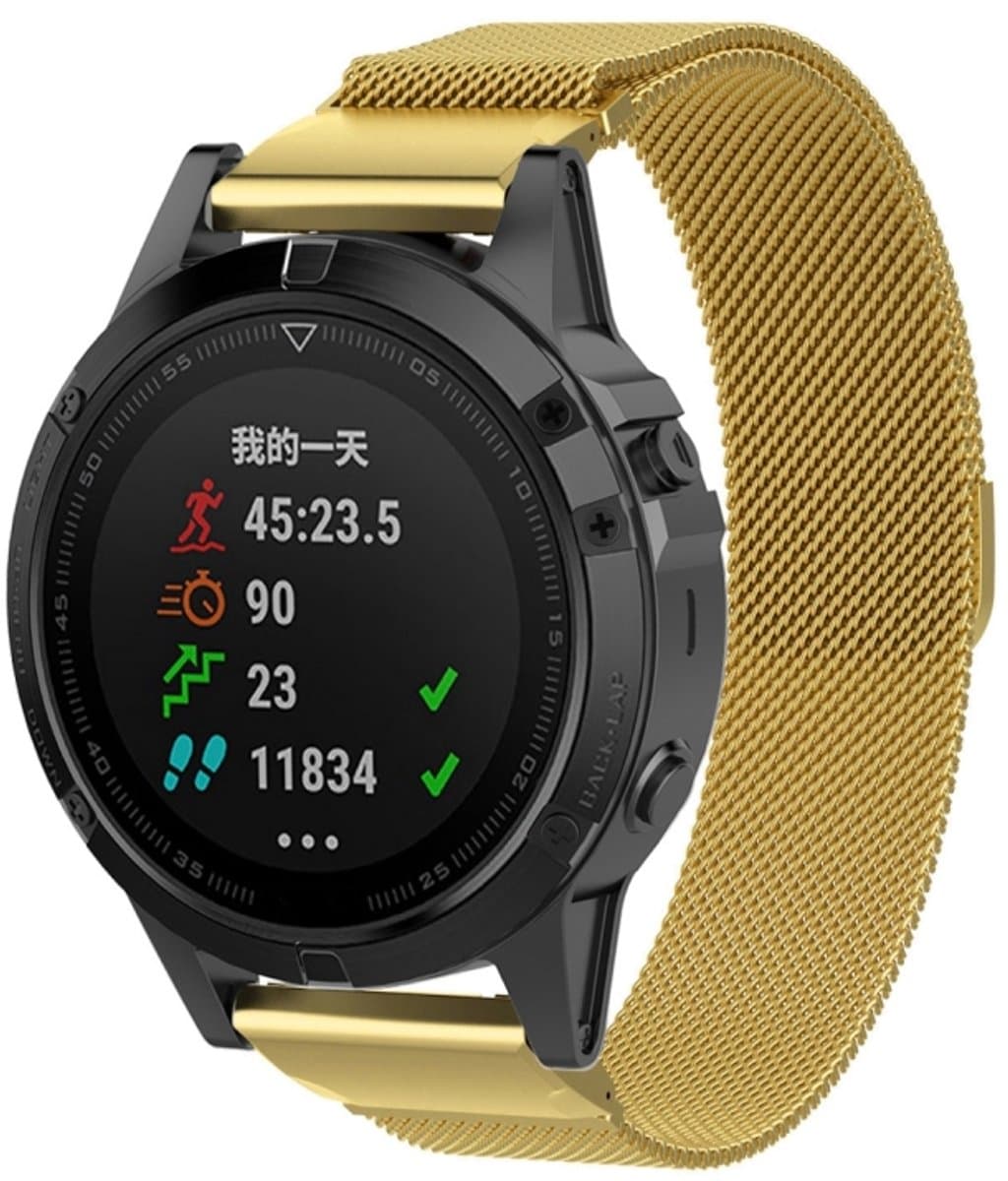 Voor Garmin Fenix 6S Milanese horlogeband (goud)