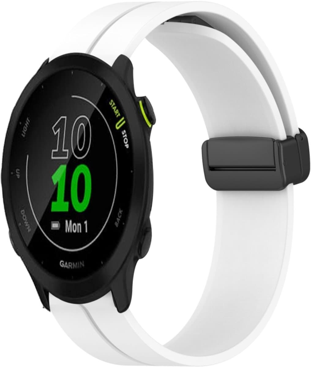 Voor Garmin Forerunner 55 20mm Effen kleur magnetische sluiting siliconen horlogeband (wit)