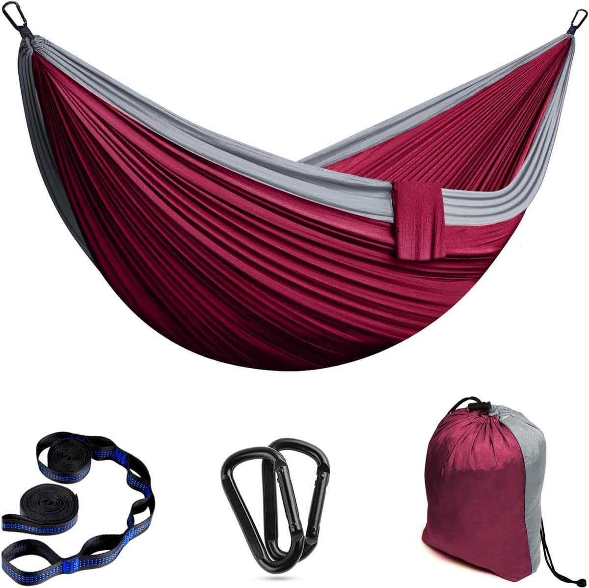 Dubbele Hangmat - Reishangmat Kampeer - Buiten Ontspannen - Extra Groot Formaat - 300 x 200 cm - Bordeaux