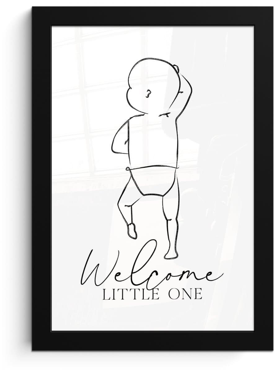 Fotolijst incl. Poster - Baby - Welcome little one - Geboorte- Quotes - Spreuken - 20x30 cm - Posterlijst