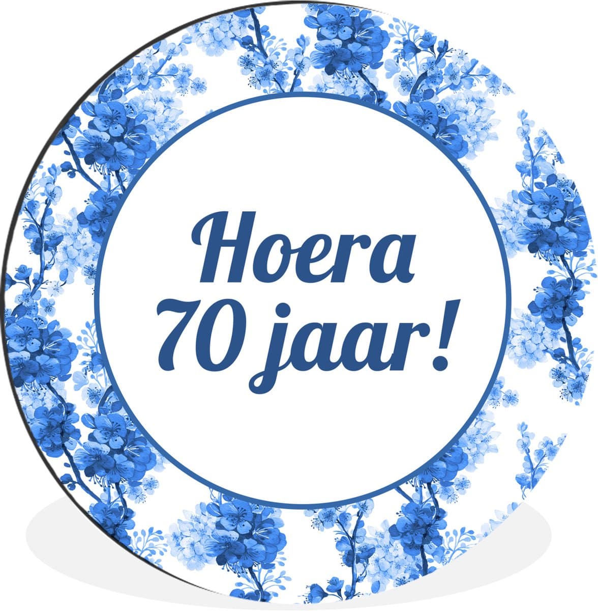 WallCircle - Wandcirkel - Muurcirkel - Jubileum - Versiering - Blauw - Wit - Aluminium - Dibond - 90x90 cm - Binnen en Buiten