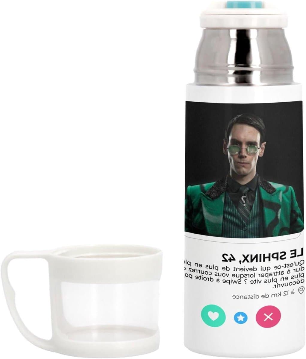 Thermosfles met mok - Isolatiefles drank - Warme dranken meenemen - Waterdichte schroefdop - 350 ml - The Riddler