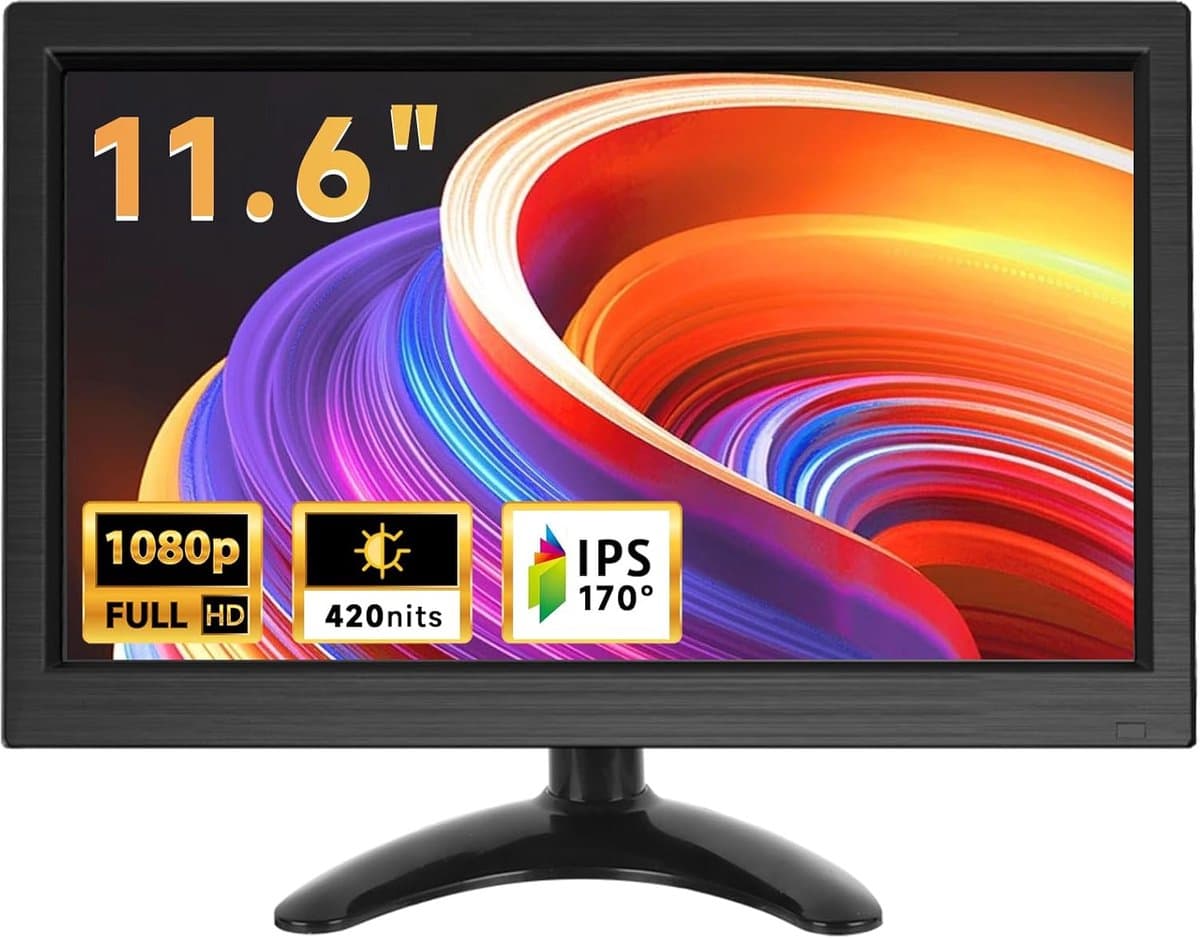 Draagbare Monitor - Mini Scherm - Extra Beeldscherm - Full HD 1080p - 11.6 Inch - Donkergrijs