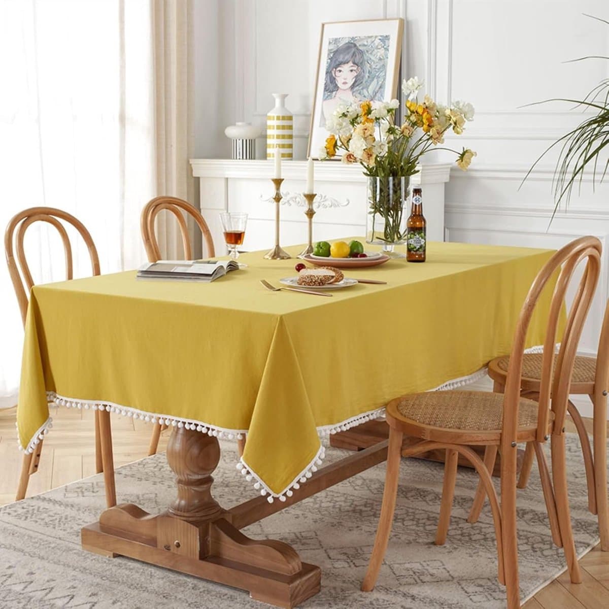 Tafelkleed Rechthoek - Katoen Kant - Eettafel Decoratie - Duurzaam Herbruikbaar - 140 x 180 cm - Donkergroen