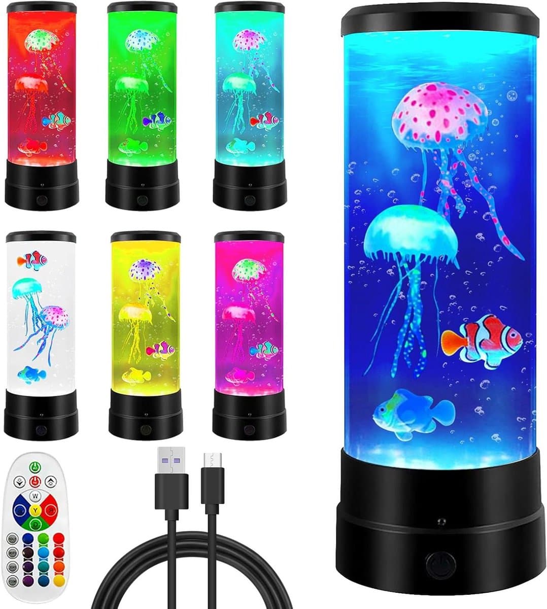 Kwallenlamp Aquarium - Decoratieve lamp - Sfeerverlichting creëren - 17 Kleuren Afstandsbediening - 29 cm Hoog - Meerkleurig