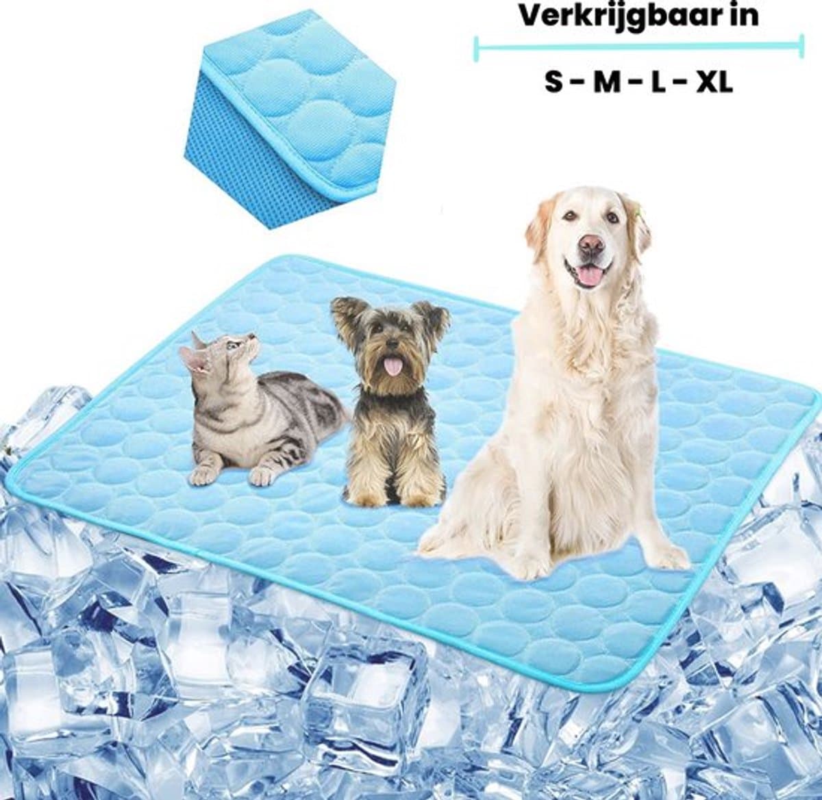 Koelmat voor huisdieren, ijszijdemat - verkoelende kattenbank - bijtbestendige mat voor huisdieren - geschikt voor katten en honden - blauw 70*55cm