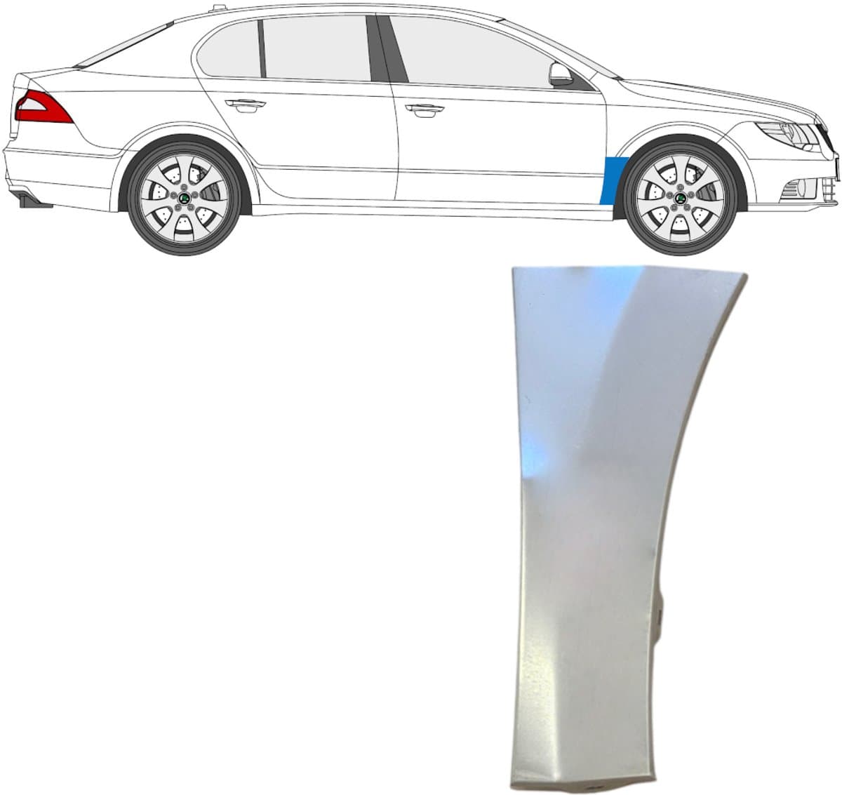 Reparatiepaneel voorspatbord voor Skoda Superb 2008-2015 / Rechts