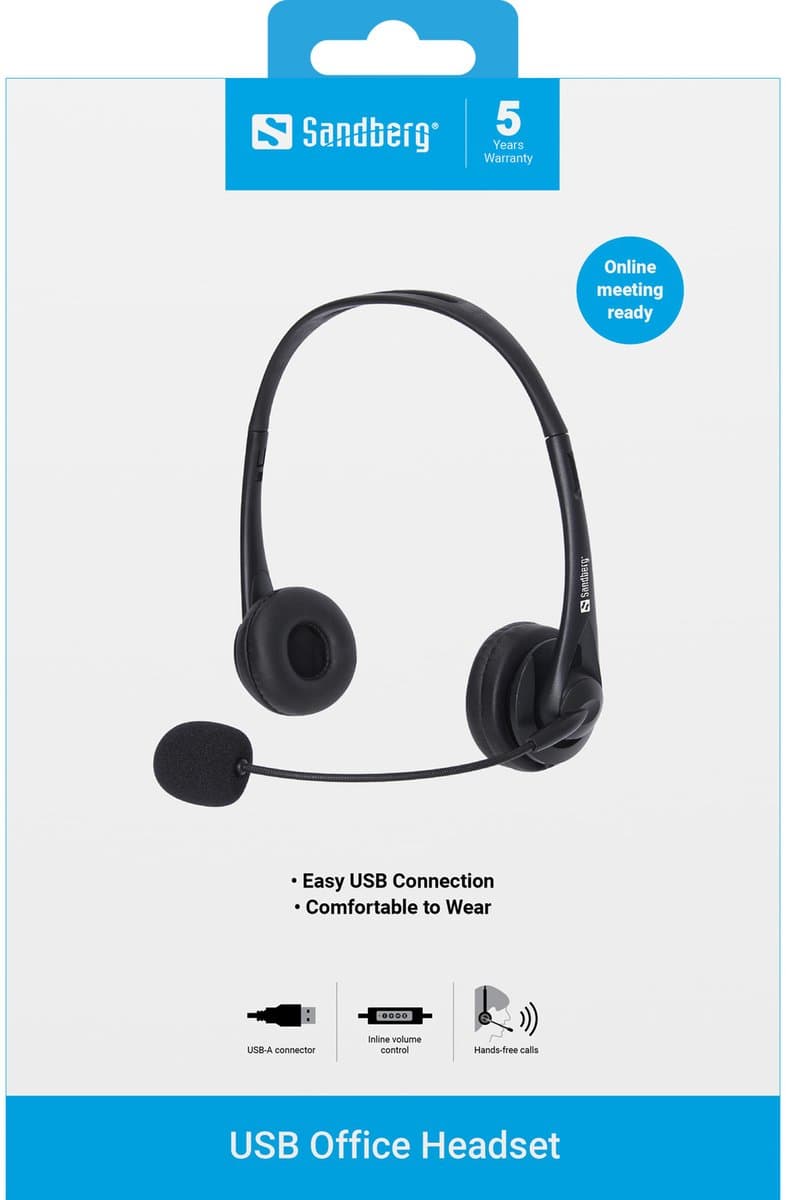 Sandberg - 126-12 - USB Office Headset - Zwart - Microfoon