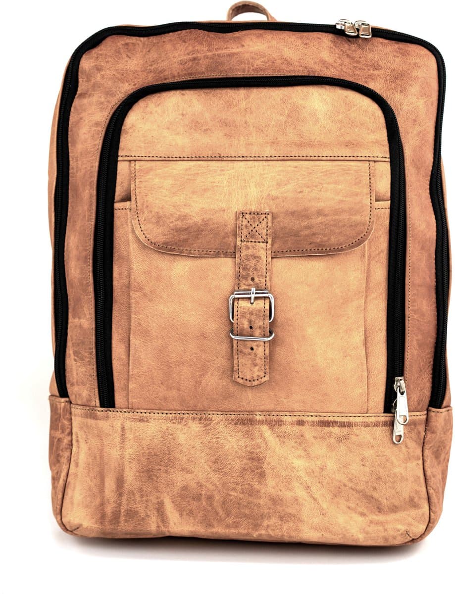 Rugtas Echt Leren Rugzak – Urban Chique Laptop Tas ‘Andora’- 45x30x10cm - OnceDoce® - model 0732