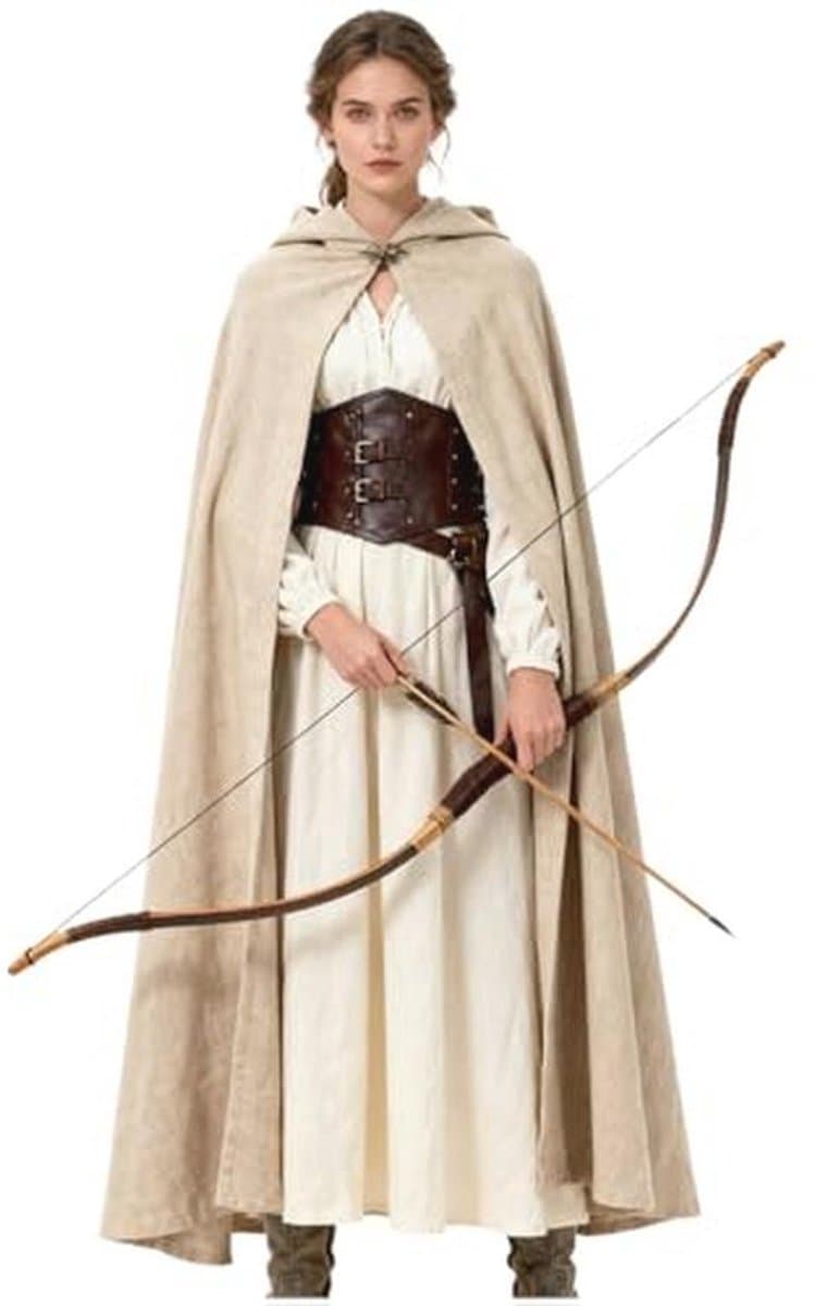 Middeleeuwse cape met capuchon - linnen, unisex, perfect voor Halloween en cosplay