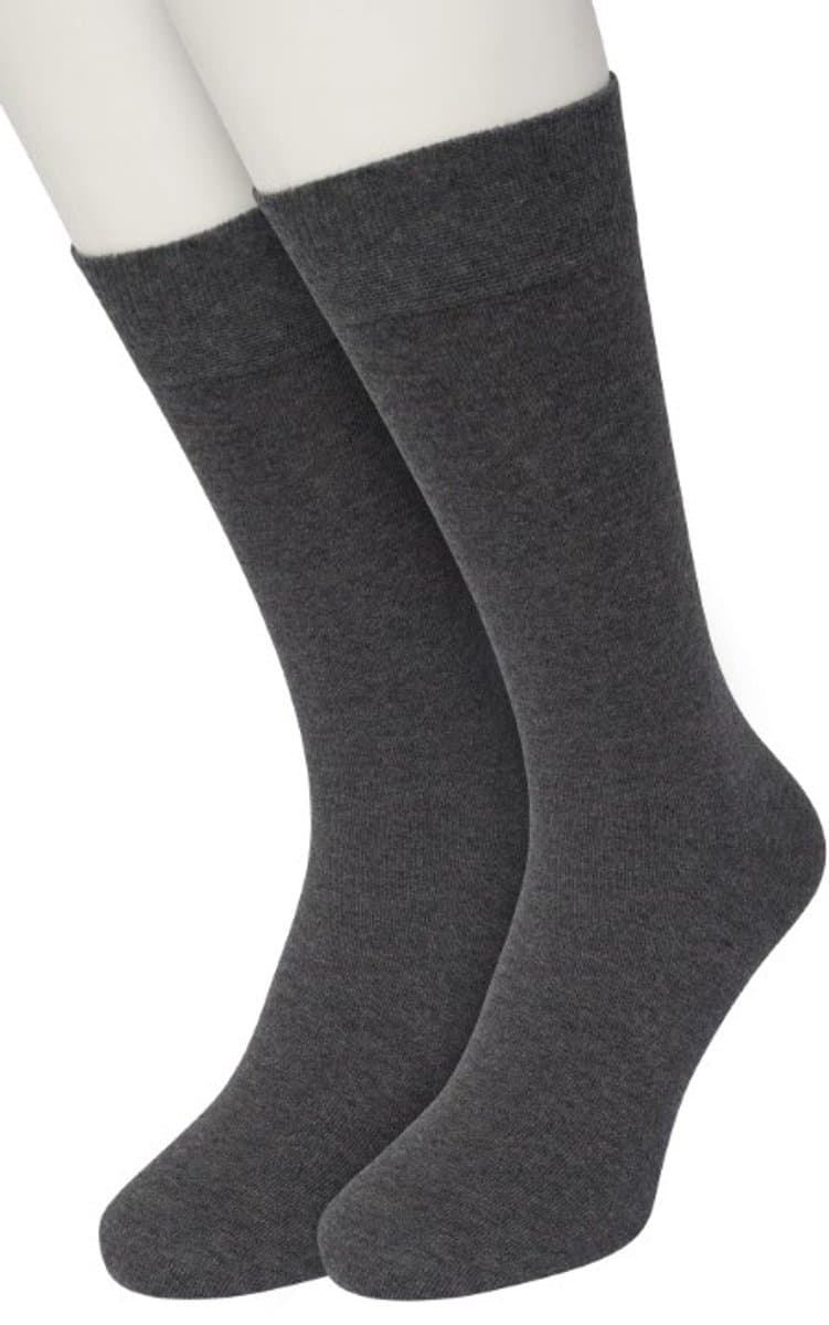 Bonnie Doon Basic Sokken Heren Donker Grijs maat 40/46 - 2 paar - Basis Katoenen Sok - Gladde Naden - Brede Boord - Uitstekend Draagcomfort - Perfecte Pasvorm - 2-pack - Multipack - Effen - Gemeleerd - Dark Grey Heather - OL6324012.202