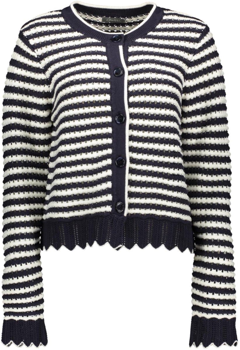 Geisha Vest Vest Met Streep Patroon 64010 10 Navy/offwhite Dames Maat - L