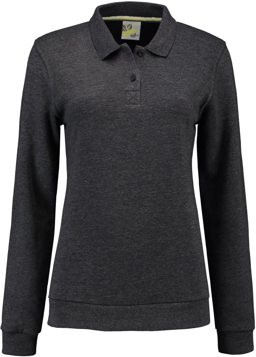 Lemon & Soda polosweater voor dames in de kleur Antracite in de maat M.