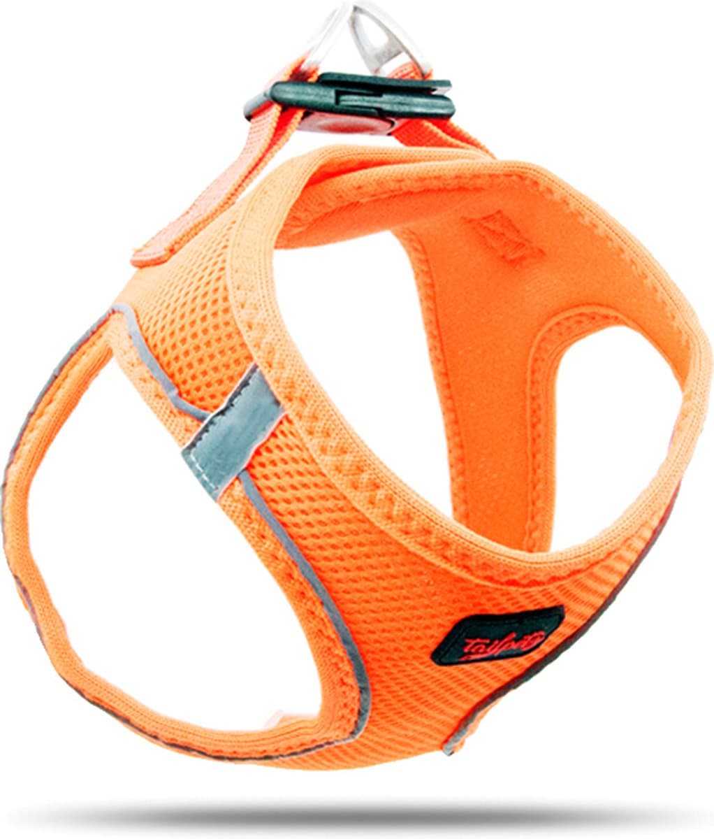 Tailpetz - Air-Mesh Harness - Hondenharnas - Hondentuig - Hondentuigje Kleine Hond - Y Tuig Hond - Harnas Hond - Anti Trek Tuig Hond - Reflecterend - Maat 3XS - Neon Orange