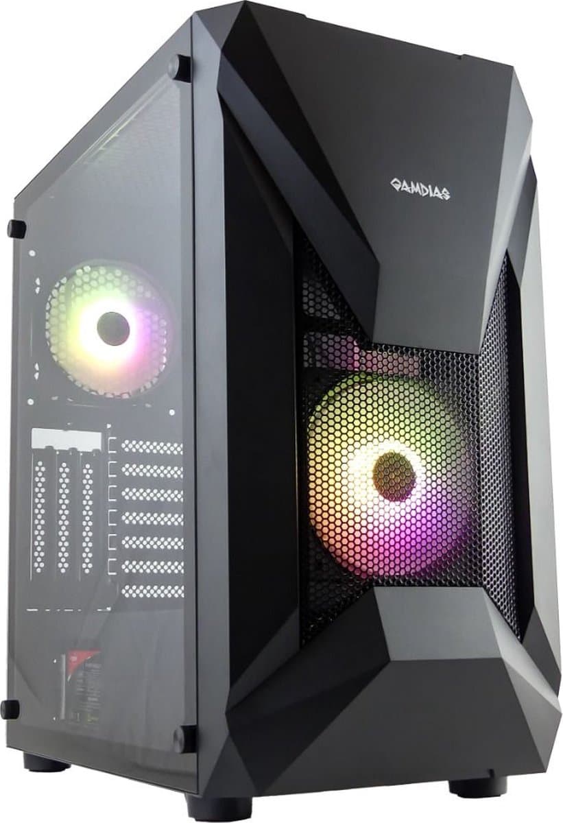 Complete Gaming PC Setup - 24" Gaming Monitor, -Toetsenbord en -Muis - Ryzen 5 6-Core - RTX 3050 - 16GB - 1TB M.2 SSD - Athena Elite E1