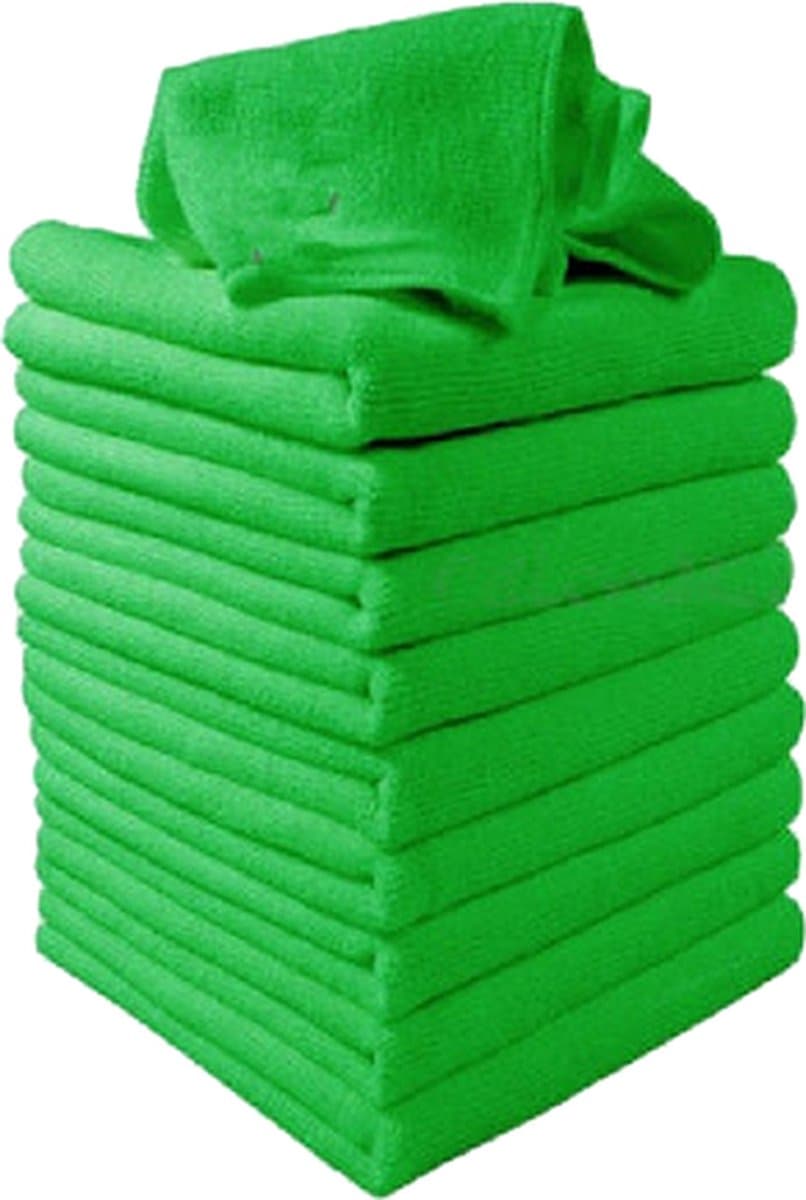 10-pack Microfiber auto poetsdoek droogdoek 22x22cm Groen / HaverCo