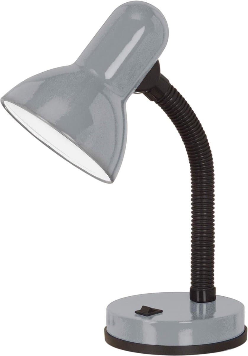 tafellamp BASIC 1, tafellamp met 1 lichtbron, bureaulamp van staal en kunststof, kleur: zilver, fitting: E27