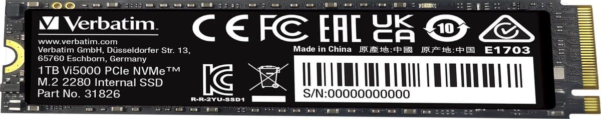 Verbatim 1 TB Vi5000 PCIe NVMe M.2 SSD intern