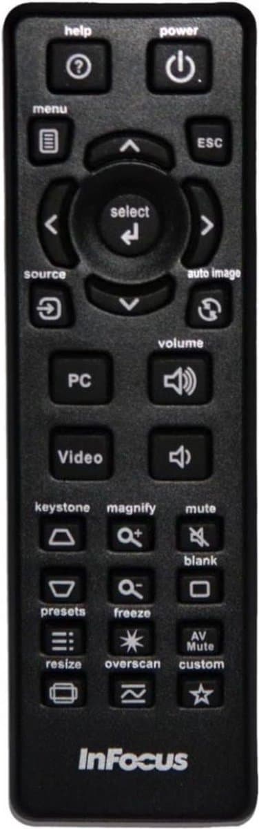 Afstandsbediening geschikt voor de INFOCUS IN122a beamer, vervangt HW-NAVIGATOR-4 / J8947-0319-00