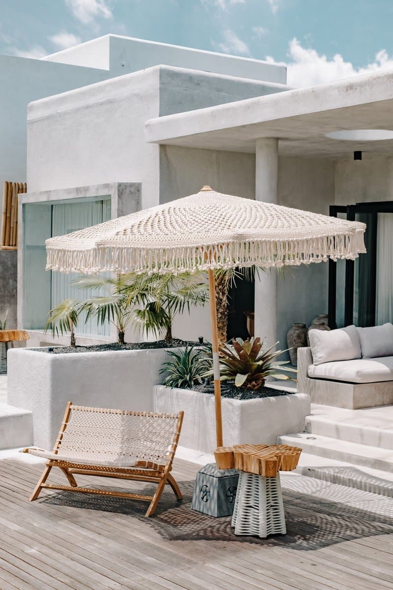 Handgeknoopte parasol fringe - créme - 250 cm