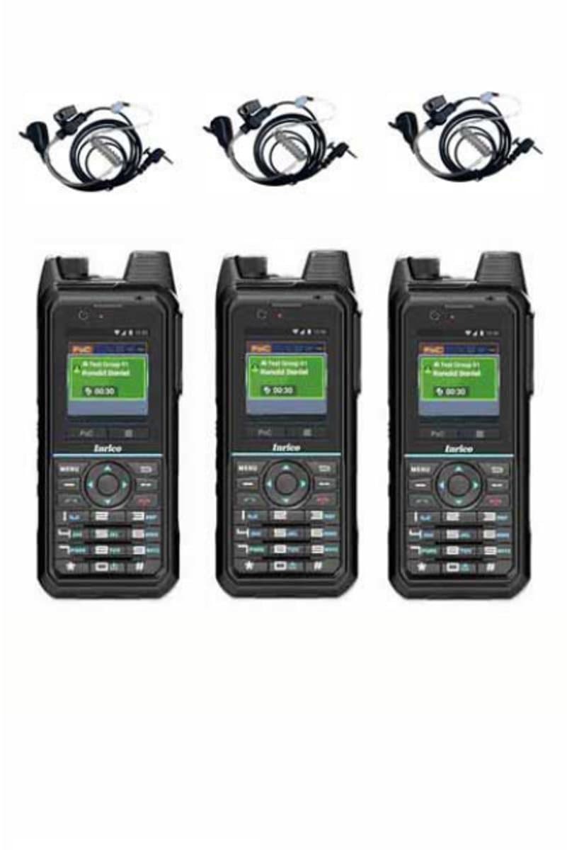 Set van 3 Inrico T330 4G LTE Zello Smart Portofoon IP68 met beveiliging oortje