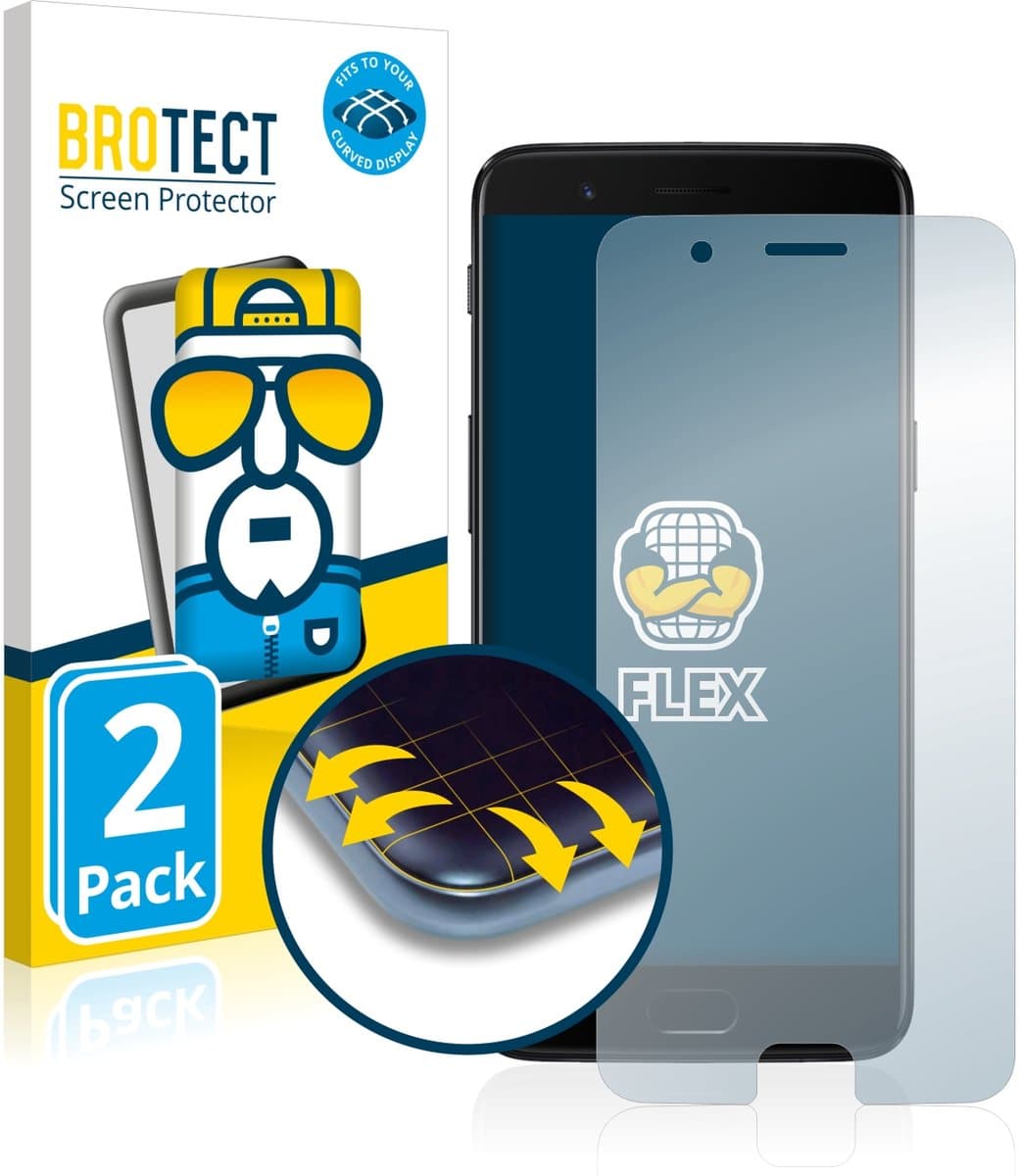 BROTECT - Screenprotector voor OnePlus 5 - Folie Beschermfolie transparant volledig dekking - 2 Stuks