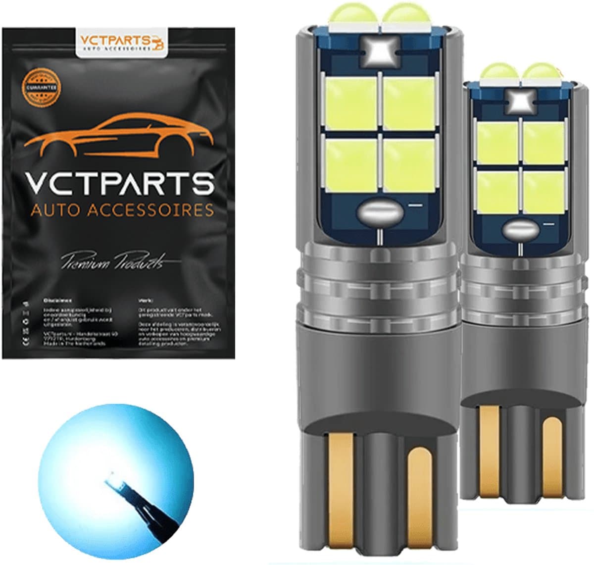 VCTparts® High Power LED T10 8000K Wit/IJsblauw W5W Verlichting (Set van 2) – Stadsverlichting, Parkeerverlichting, Kentekenverlichting, Interieurverlichting