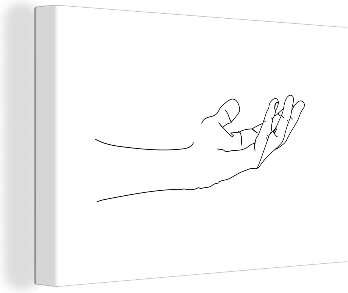 Canvas Schilderij Line art - Hand - Minimalisme - 120x80 cm - Wanddecoratie