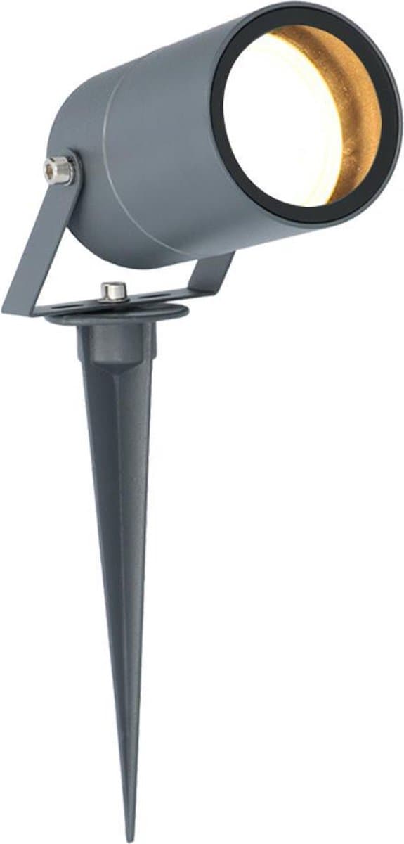 HOFTRONIC Spikey - Tuinspot voor buiten - LED - Antraciet - 2700K Warm wit - Waterdicht - 5 Watt - 400 Lumen - 230V - Verwisselbare GU10 lamp - Prikspot met grondspies - Richtbaar - Aluminium - Voor het uitlichten van planten/struiken en bomen