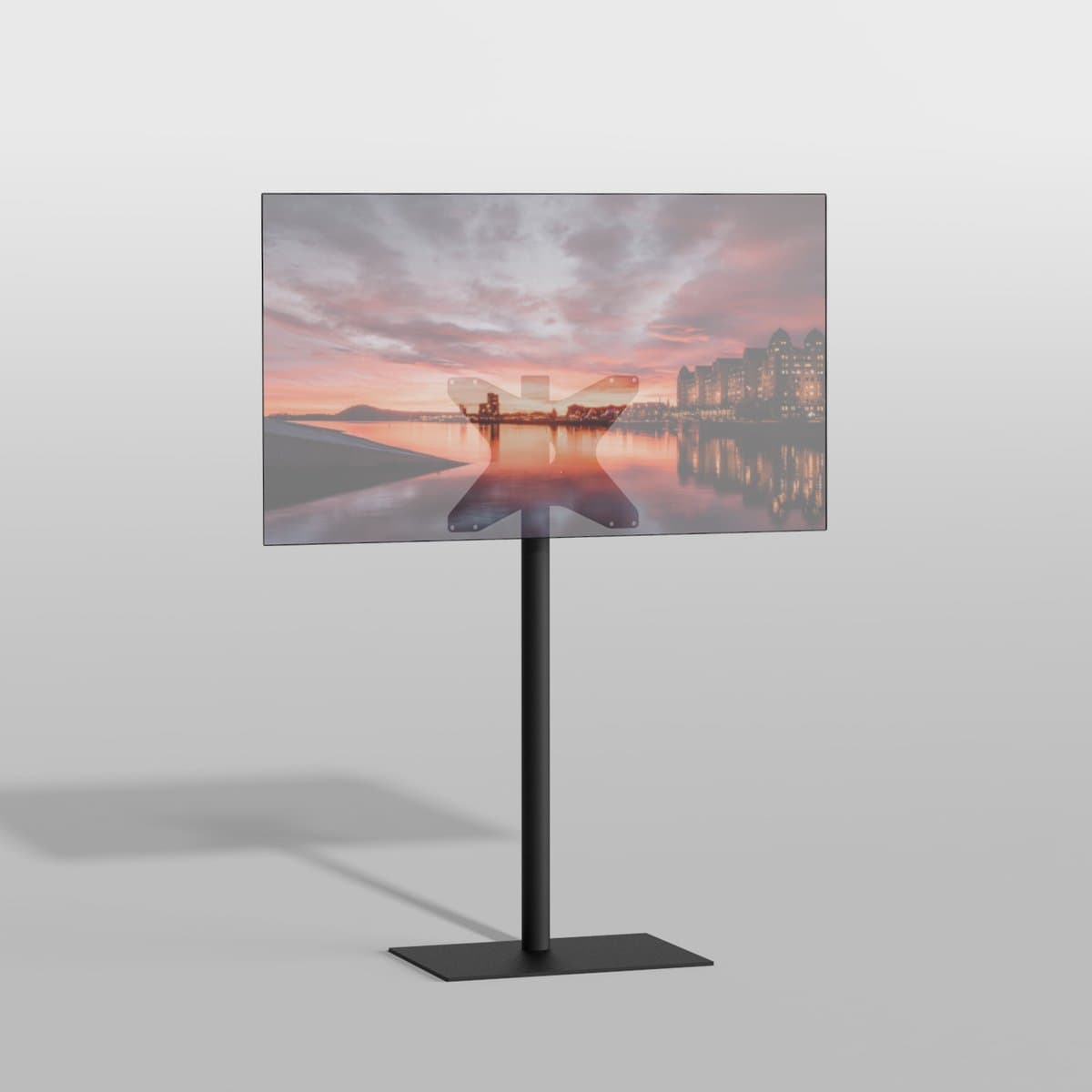 TV vloerstatief SQUARE 120 Design Tv standaard Trendy Zwart Staal 32-65”