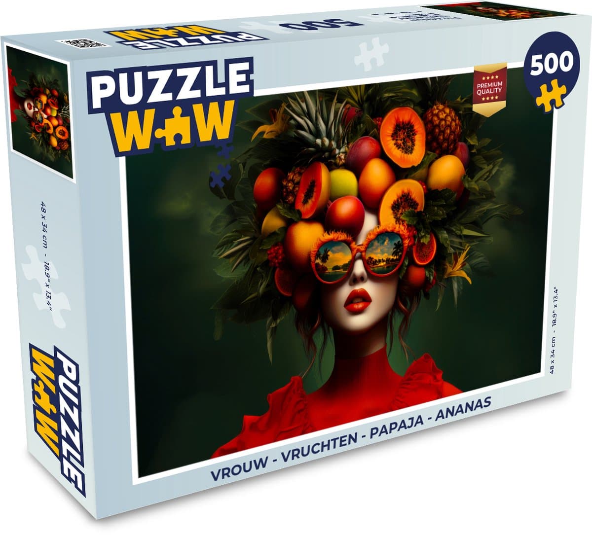 Puzzel Vrouw - Vruchten - Papaja - Ananas - Legpuzzel - Puzzel 500 stukjes